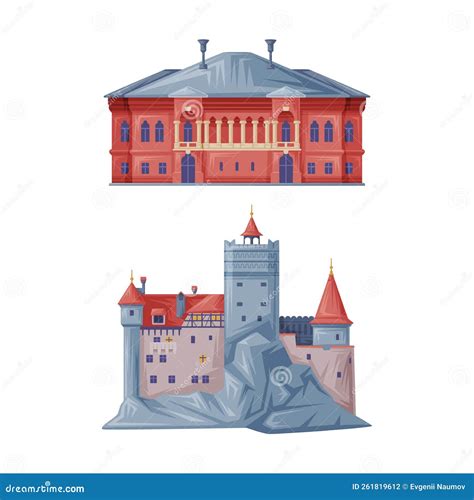 Bran Castle Colored Drawing Hand Drawn Illustration Of Famous Fortress