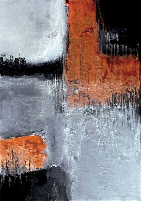 Black And Orange Abstract Art Modern Art Prints Set Of Two Etsy