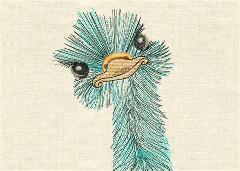 Machine embroidery designs ostrich birds | Etsy | Birds embroidery ...