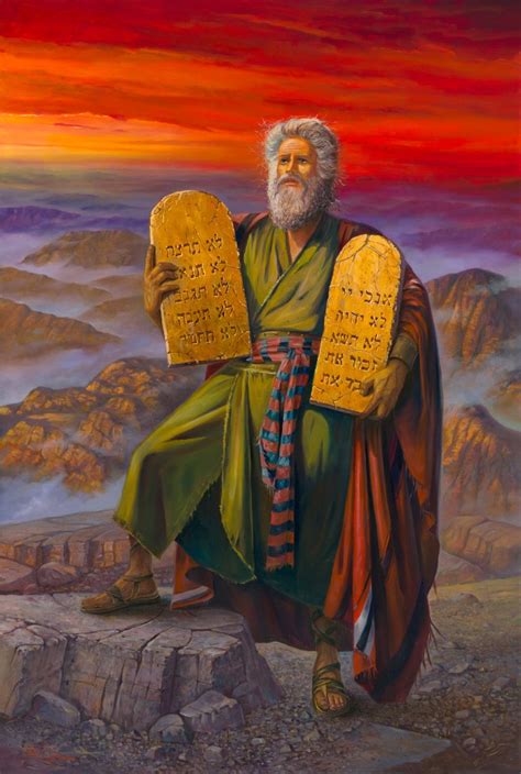 Original Oil Painting The Commandments Given To Moses At Mount Sinai