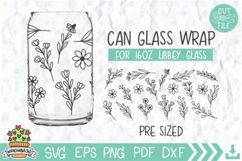 Wildflower Can Glass Wrap Svg Graphic By Wanchana365 · Creative Fabrica