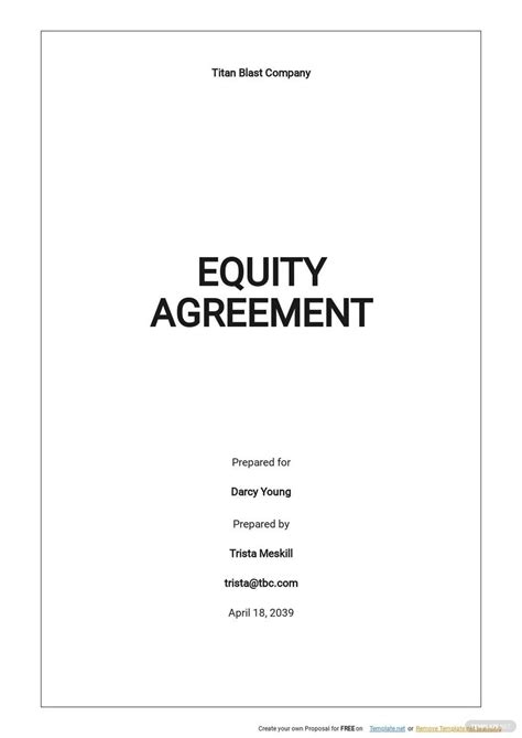 Equity Agreement Word Templates Design Free Download