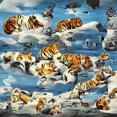 Prompthunt Baby Harp Seal And Tigers Painting By Salvador Dali