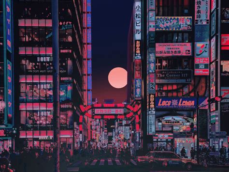 시티팝 도쿄 아트워크제이자크 그래픽 디자인 디지털 아트 도시 그림 시원한 배경 배경