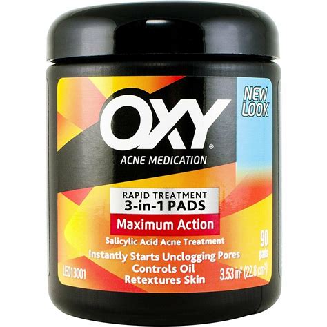 Oxy Maximum Action 3 In 1 Treatment Pads Acne Medication 90 Count 3 Pack