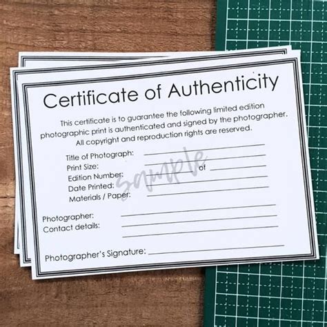 Proof prints and certificate design for limited edition. Certificate of Authenticity PDF for Photographic Prints / Fine Art Photography with room for ...