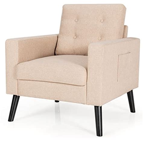 Giantex Modern Accent Chair Mid Century Upholstered Armchair Club