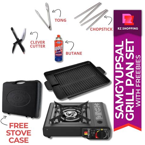 Rz Rectangular Grill Pan Samgyupsal Set Samgyupsal Grill Pan Samgyupsal Butane Gas Stove