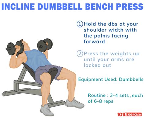 The incline dumbbell bench press is a variation of the incline bench press and an exercise used to build the muscles of the chest. Incline Dumbbell Bench Press: How to do, Benefits, Muscles ...