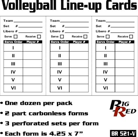 Printable Volleyball Lineup Cards