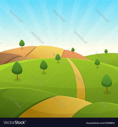 Countryside Cartoon Landscape Royalty Free Vector Image