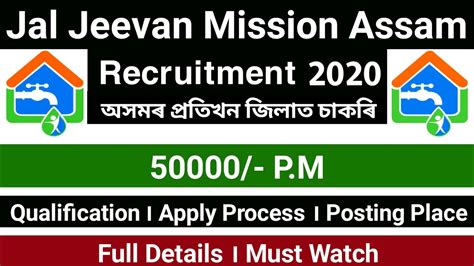 Jal Jeevan Mission Assam Recruitment 2020 For 33 DPM Vacancy Govt