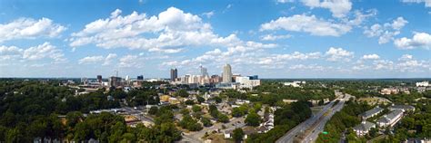 Aerial Panoramic View Of Downtown Raleigh North Carolina Stock Photo