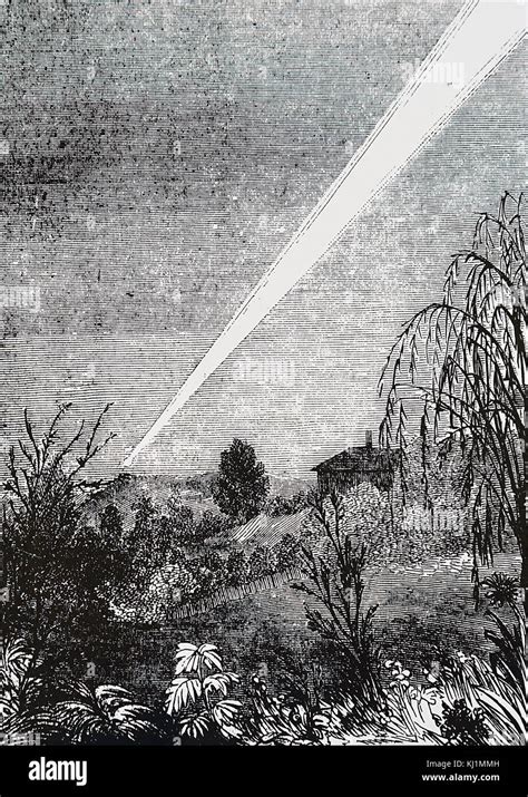 Engraving Depicting The Great Comet Of 1843 Dated 19th Century Stock