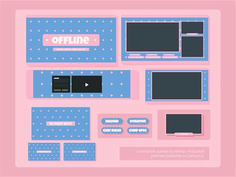 Cute Pattern Twitch Overlay Stream Package Design Pink And Blue By