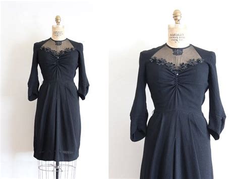 Clearance Vintage 1930s Dress 30s Black Crepe Dress With Etsy