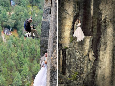 Couple Takes Extreme Wedding Photos On The Edge Of A Cliff 12 Pics