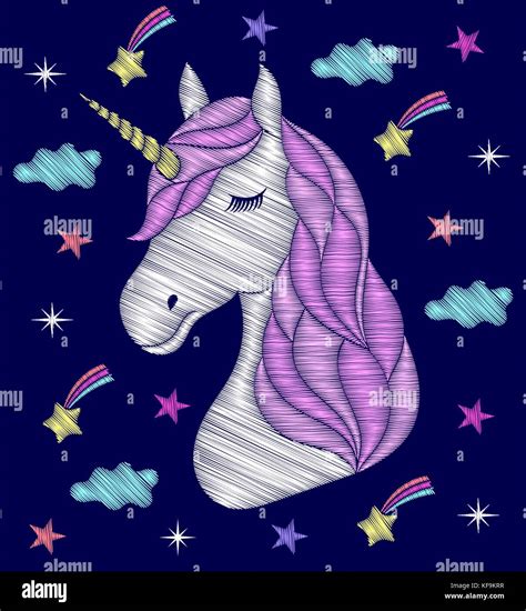 Embroidery Design Of Unicorn Stock Vector Image And Art Alamy