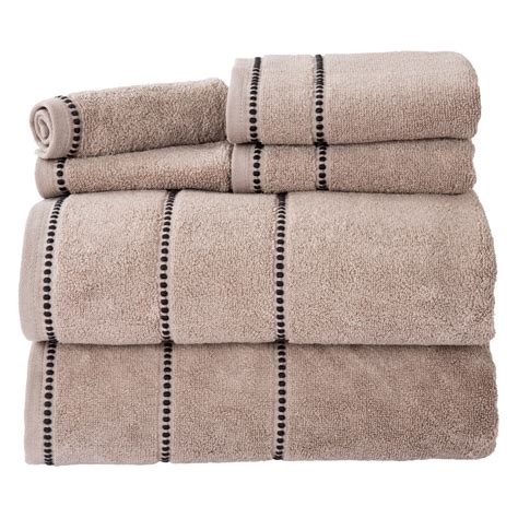 Lavish Home 6 Piece Cotton Bath Towel Set Taupe Towel Set