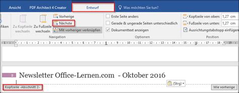 Unter den „abschnittsumbrüchen kannst du dann die „nächste seite auswählen und damit das dokument in abschnitte. Word: Verschiedene Kopf- und Fußzeilen erstellen - Office ...