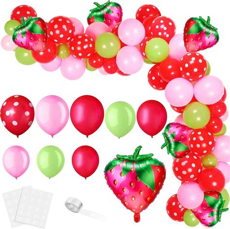 109 Pieces Strawberry Party Balloons Arch Kit Strawberry