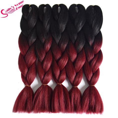 Learn how to make natural hair clip in extensions with only bobby pins and braiding hair! Sallyhair 24inch Ombre Braiding Hair 2 Tone Black Wine Red ...