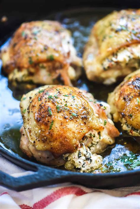 Flavoursome chicken thighs are economical and useful in a host of recipes. Stuffed Chicken Thighs with Spinach and Goat Cheese ...