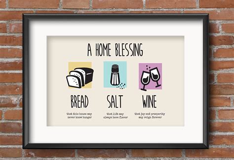 Iconic Bread Salt Wine Housewarming T Printable For Etsy