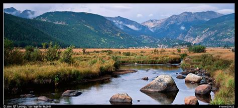 Panoramic Picturephoto Stream And Meadows In Autumn Rocky Mountain