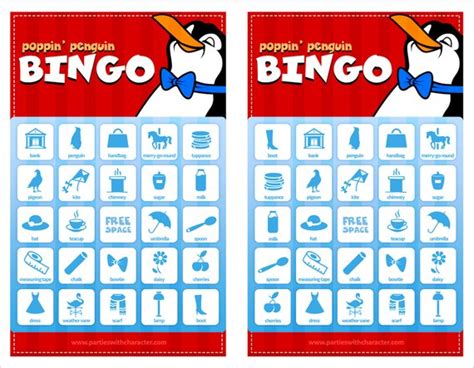 Mary Poppins Party Game Poppin Penguin Bingo Digital File Mary