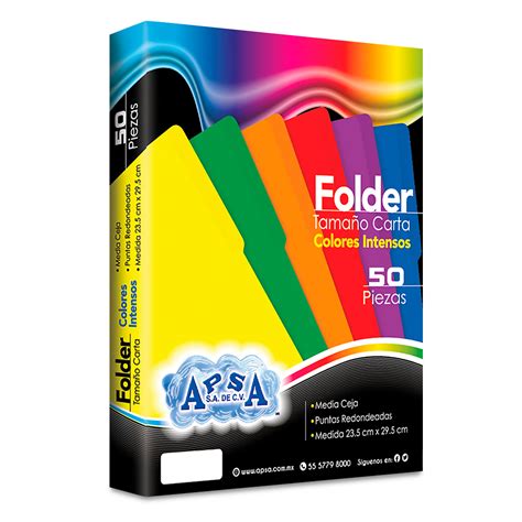 Folders Carta Con Media Ceja Apsa Azul 50 Piezas Office Depot Mexico
