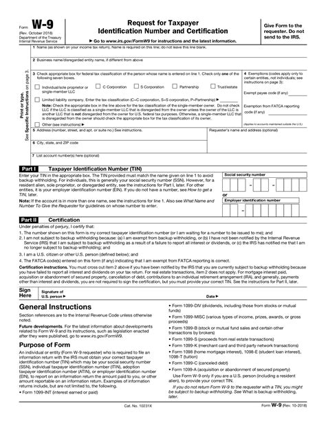 Blank W 9 Form For 2024 Printable Free Vikky Jerrilyn