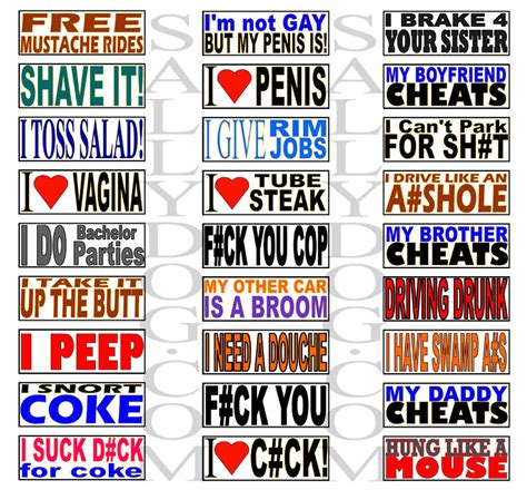 8 Magnetic Rude Bumper Stickers Prank Funny Offensive Ebay