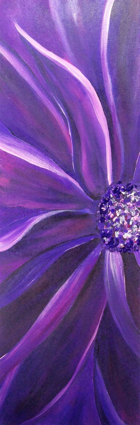 Purple Flower Original Abstract Acrylic Wall Painting Purple Art