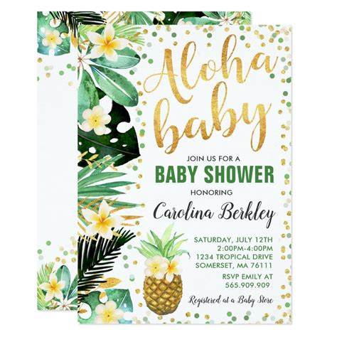 Aloha Baby Shower Invitation Tropical Baby Shower In 2021