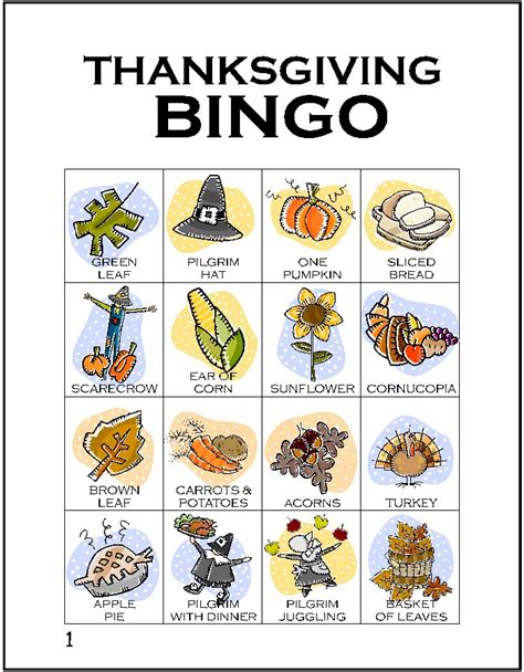 Thanksgiving Bingo Card 1 Makingfriends