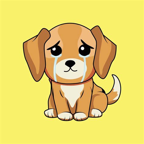 Cute Dog Crying Cartoon Sticker Vector Illustration 22795464 Vector Art