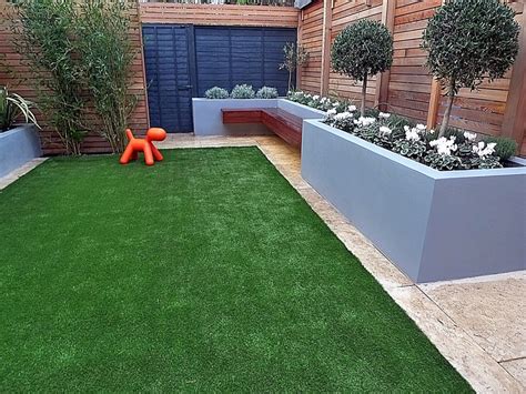 Artificial Grass Tile Grey Colour Scheme Walls Fence Planting Modern