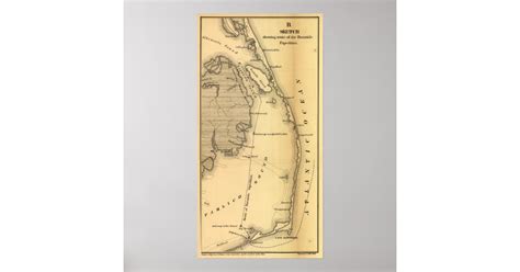 Vintage Map Of The Outer Banks 1862 Poster Zazzle