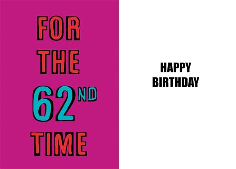 Happy 62nd Birthday Funny 62nd Birthday Card 62 Years Old Etsy Israel