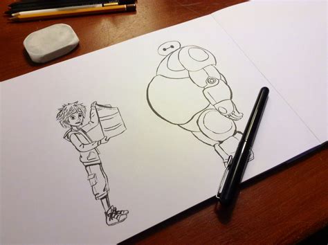Wip Baymax And Hiro Hamada Sketch From Big Hero Six By Yenthe Joline