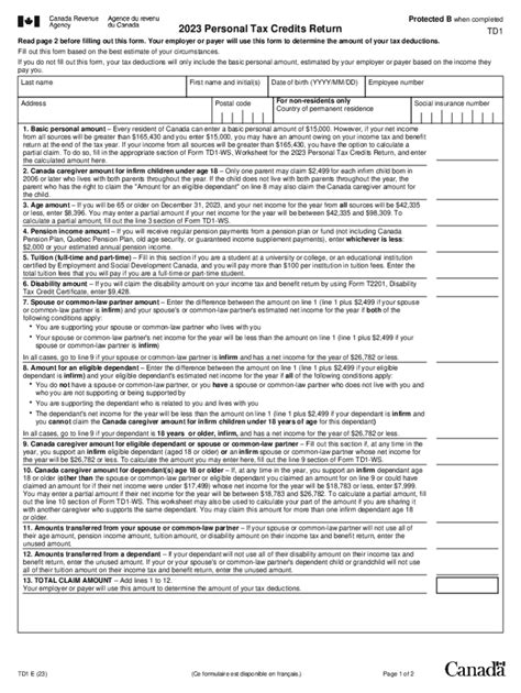 2023 Form Canada Td1 E Fill Online Printable Fillable Blank Pdffiller
