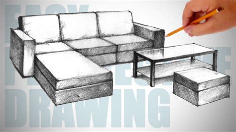 Draw a rectangle in the middle of the page. How to draw furniture (sofa) - Easy Perspective Drawing 23 ...