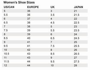 Women 39 S Shoe Size Conversion Chart Us Can Europe Uk Japan Yarny