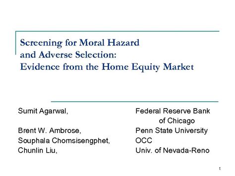 But from a policy point of view the distinction is very important. Screening for Moral Hazard and Adverse Selection Evidence