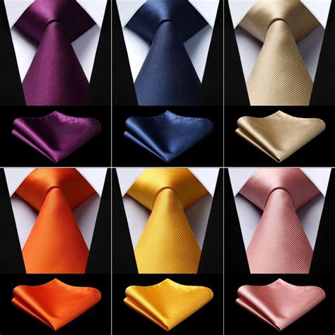 Party Wedding Mens Silk Woven Solid Color Neck Tie Pocket Square Set