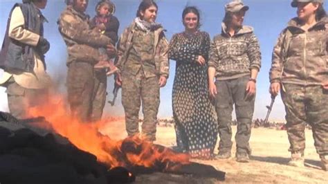 yazidi sex slaves set fire to their burqas after being freed from isis latest news videos fox