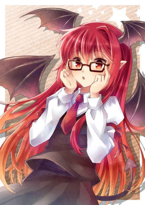 Safebooru O Absurdres Bat Wings Bespectacled Demon Tail Glasses