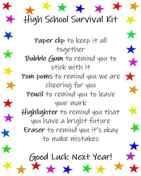 I Created A High School Survival Kit For My 8th Graders As A Fun Little