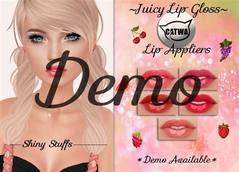 second life marketplace ~shiny stuffs~ demo catwa juicy lip gloss applier